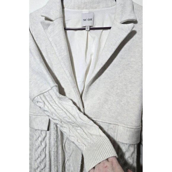 Nic + Zoe Cardigan Sz PS Oatmeal Cable Knit Fisherman Soft Comfort Layer Nordic - Picture 7 of 11